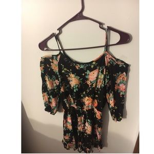 Black floral romper
